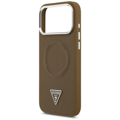 MagSafe Case for Apple iPhone 17 Pro, Guess, Triangle Logo, Silver Brown