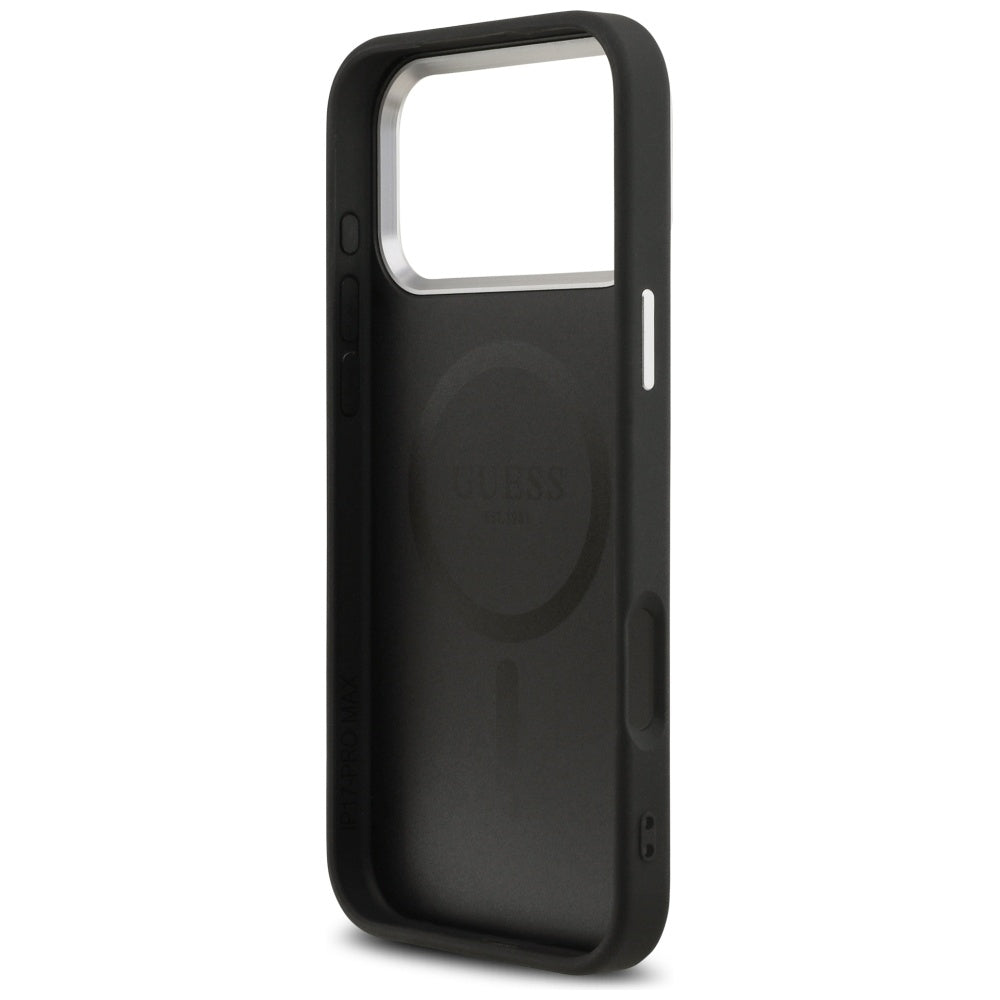 MagSafe Case for Apple iPhone 17 Pro, Guess, Triangle Logo, Black Silver