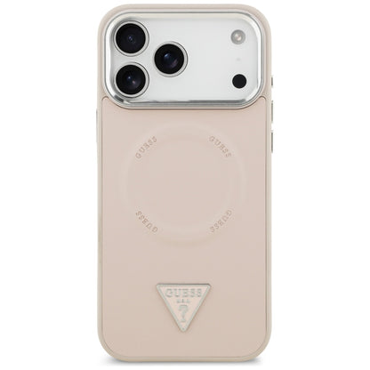 MagSafe Case for Apple iPhone 17 Pro, Guess, Triangle Logo, Silver Pink