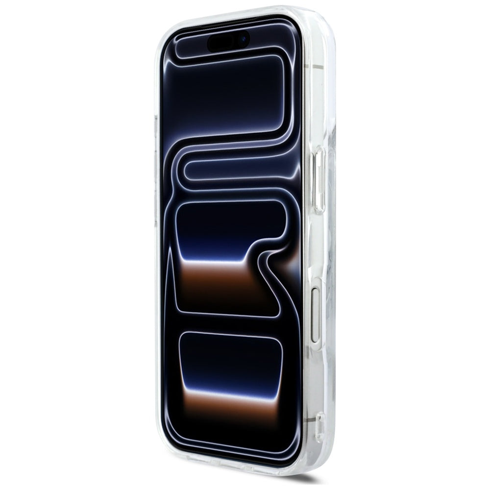 Coque MagSafe pour Apple iPhone 17 Pro, Karl Lagerfeld, Glitter Karl Script Logo, Transparente