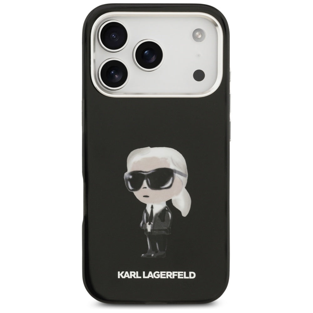 Housse MagSafe pour Apple iPhone 17 Pro, Karl Lagerfeld, IML Aquarelle Karl Ikonik, Noire