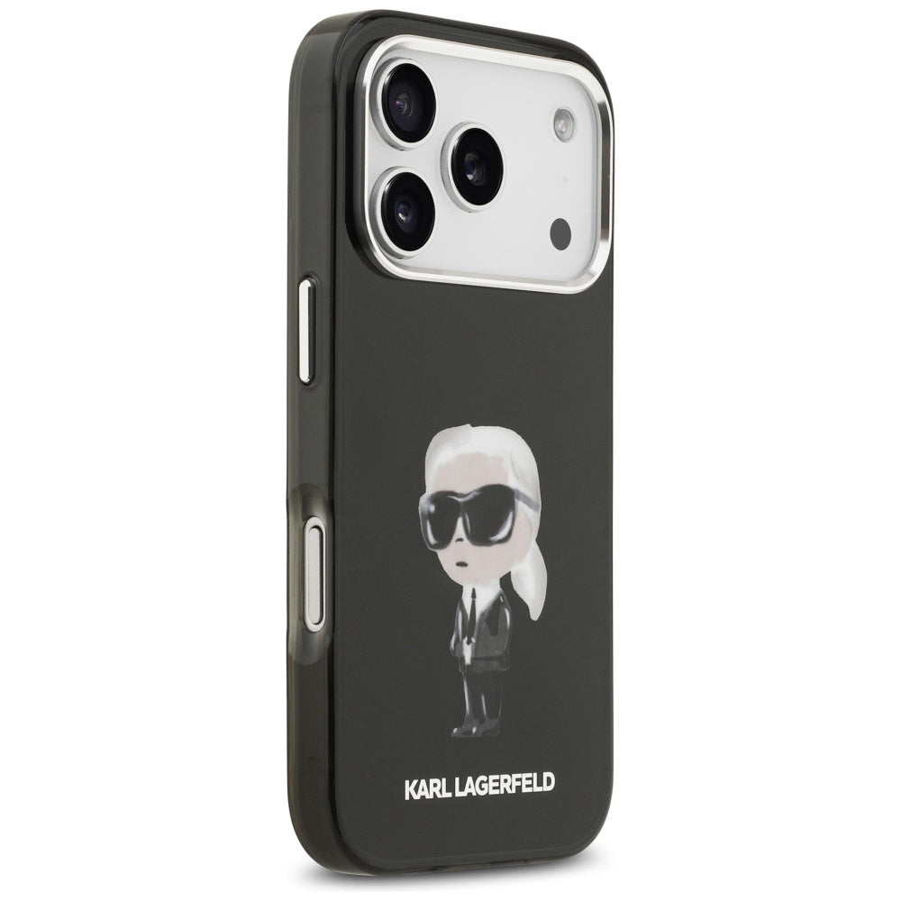 Housse MagSafe pour Apple iPhone 17 Pro, Karl Lagerfeld, IML Aquarelle Karl Ikonik, Noire