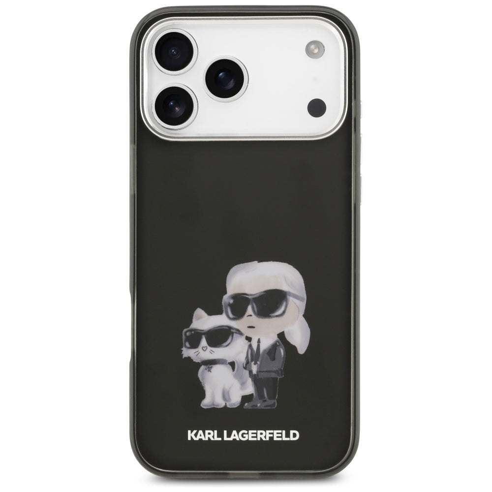 MagSafe Case for Apple iPhone 17 Pro, Karl Lagerfeld, IML Aquarelle Karl & Choupette Logo, Black