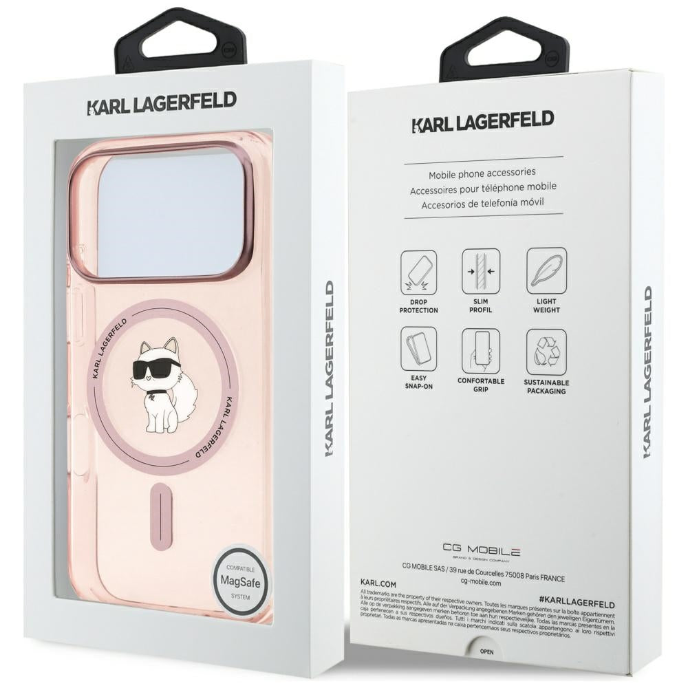 Étui MagSafe pour Apple iPhone 17 Pro, Karl Lagerfeld, IML Choupette, Rose