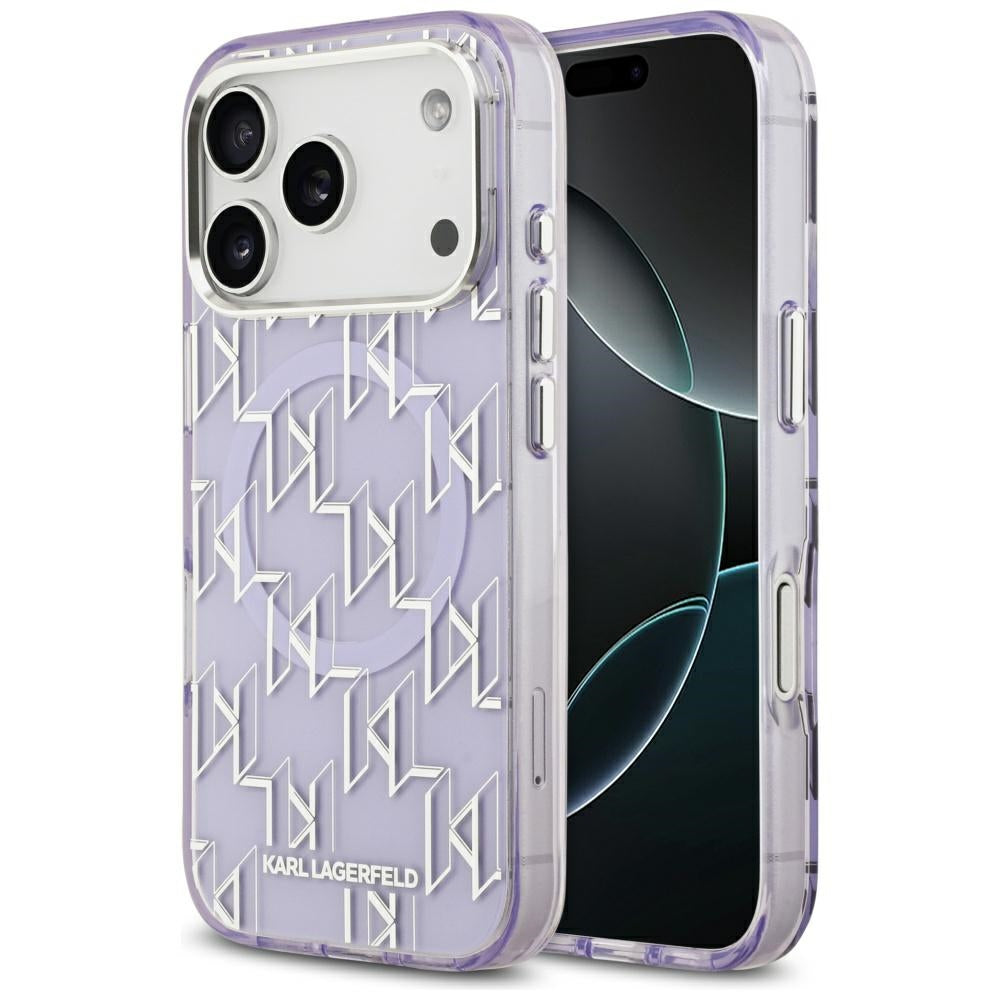Étui MagSafe pour Apple iPhone 17 Pro, Karl Lagerfeld, IML KL Monogram, Violet