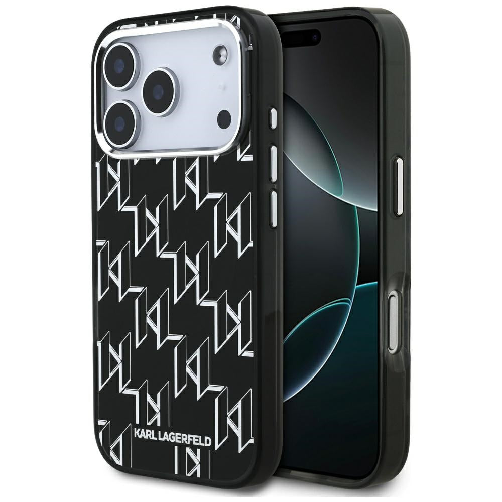 Étui MagSafe pour Apple iPhone 17 Pro, Karl Lagerfeld, IML KL Monogram, Noir