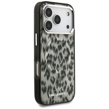 Étui MagSafe pour Apple iPhone 17 Pro, Karl Lagerfeld, Motif Léopard IML, Marron