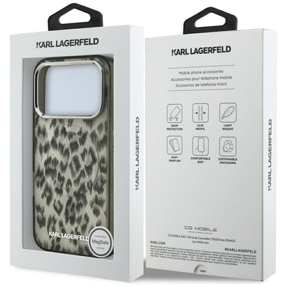 Étui MagSafe pour Apple iPhone 17 Pro, Karl Lagerfeld, Motif Léopard IML, Marron