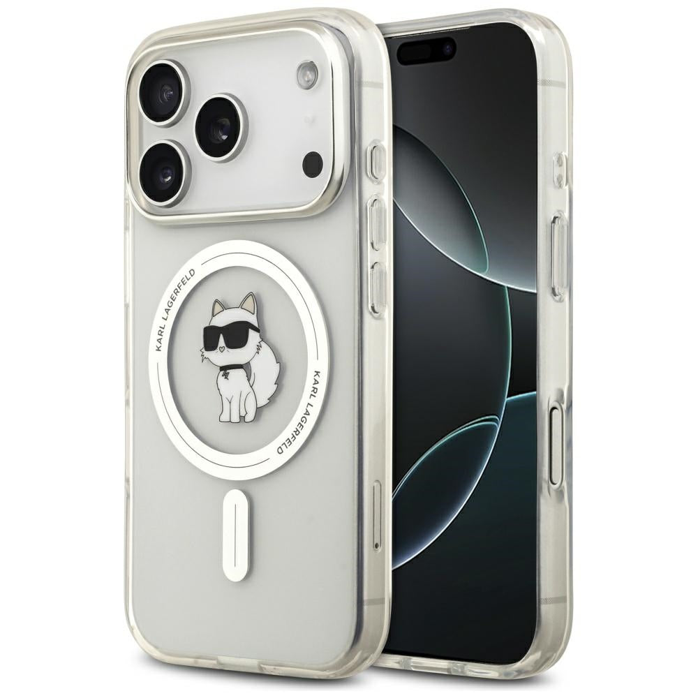 Étui MagSafe pour Apple iPhone 17 Pro, Karl Lagerfeld, Logo IML Choupette, Transparent
