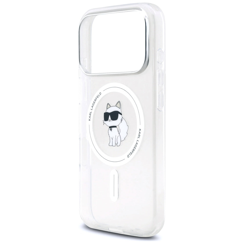 Étui MagSafe pour Apple iPhone 17 Pro, Karl Lagerfeld, Logo IML Choupette, Transparent