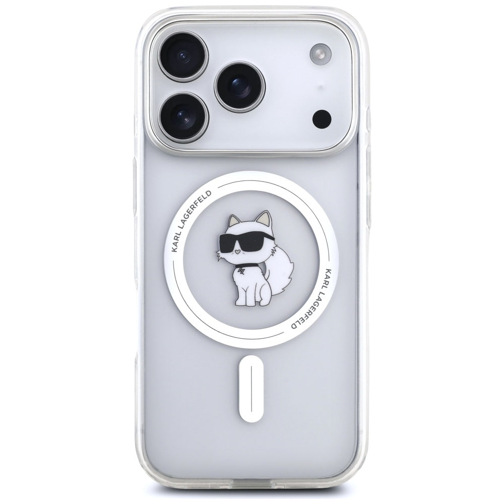 Étui MagSafe pour Apple iPhone 17 Pro, Karl Lagerfeld, Logo IML Choupette, Transparent