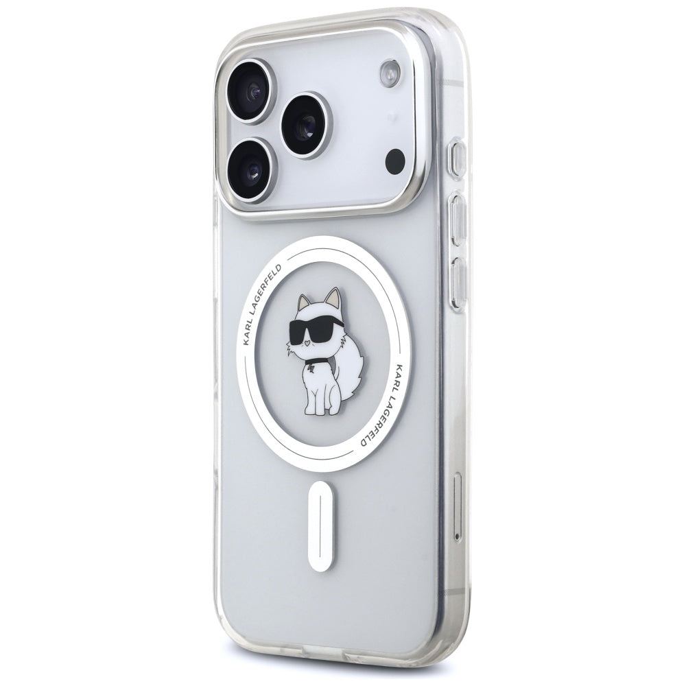 Étui MagSafe pour Apple iPhone 17 Pro, Karl Lagerfeld, Logo IML Choupette, Transparent