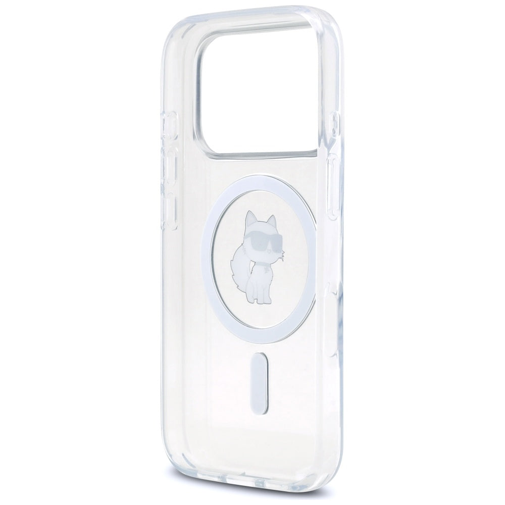 Étui MagSafe pour Apple iPhone 17 Pro, Karl Lagerfeld, Logo IML Choupette, Transparent