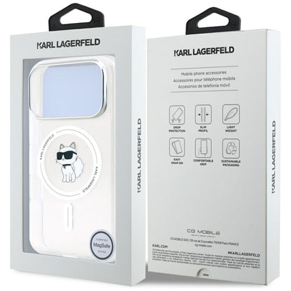 Étui MagSafe pour Apple iPhone 17 Pro, Karl Lagerfeld, Logo IML Choupette, Transparent