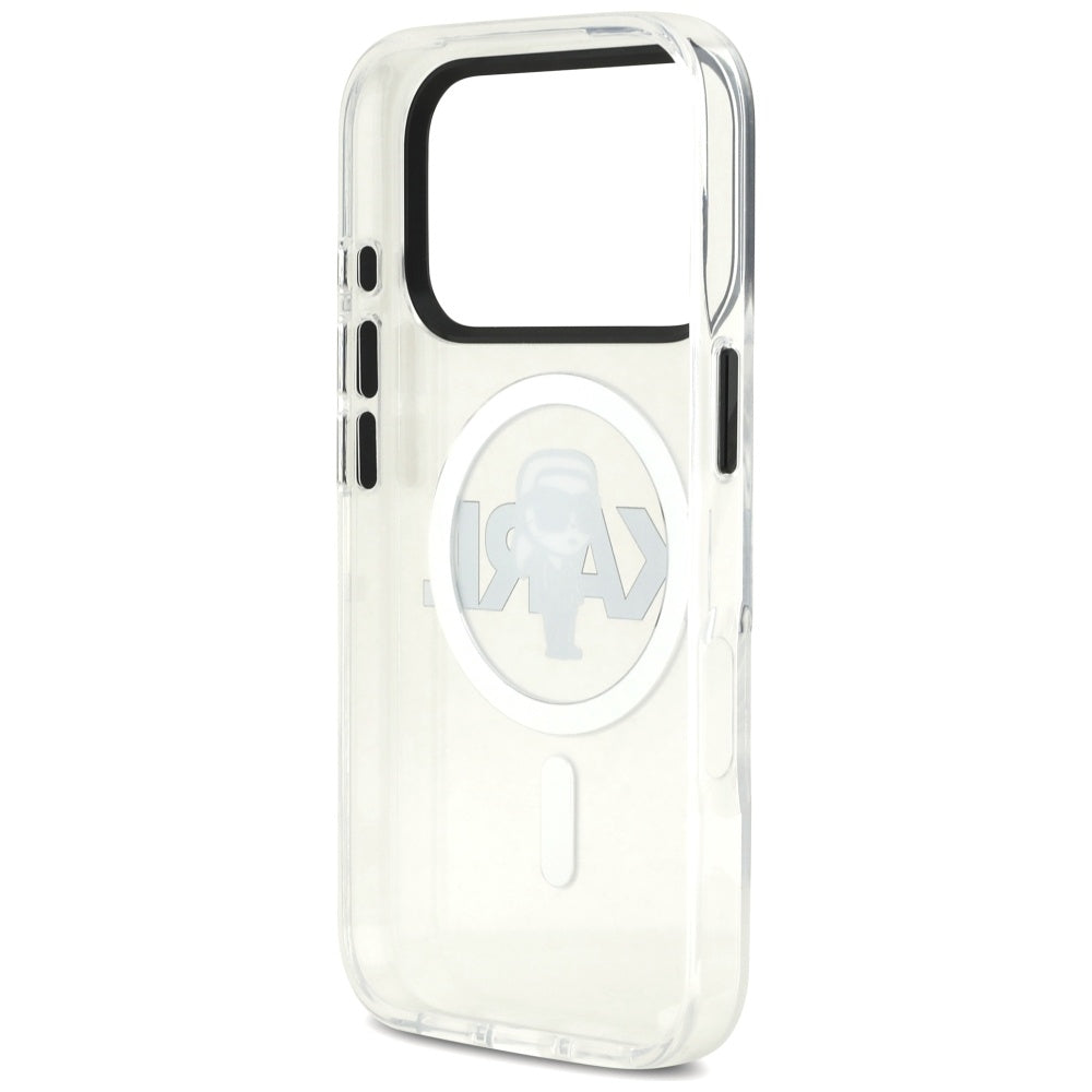 Coque MagSafe pour Apple iPhone 17 Pro, Karl Lagerfeld, IML Sketch Logo Karl, Transparente