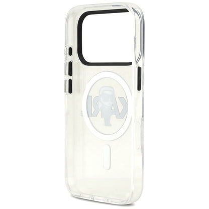 Coque MagSafe pour Apple iPhone 17 Pro, Karl Lagerfeld, IML Sketch Logo Karl, Transparente