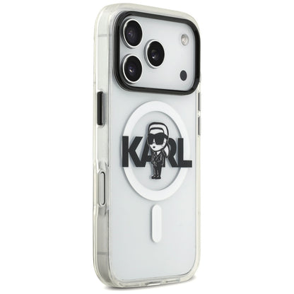 Coque MagSafe pour Apple iPhone 17 Pro, Karl Lagerfeld, IML Sketch Logo Karl, Transparente