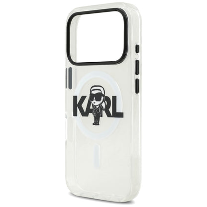 Coque MagSafe pour Apple iPhone 17 Pro, Karl Lagerfeld, IML Sketch Logo Karl, Transparente