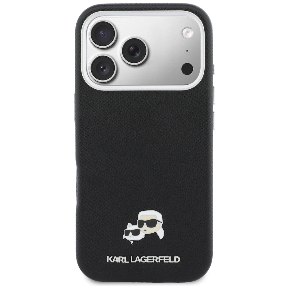 Coque MagSafe pour Apple iPhone 17 Pro, Karl Lagerfeld, Karl & Choupette Head's Pin, Noire