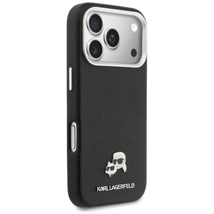 Coque MagSafe pour Apple iPhone 17 Pro, Karl Lagerfeld, Karl & Choupette Head's Pin, Noire