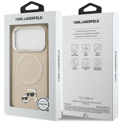 Étui MagSafe pour Apple iPhone 17 Pro, Karl Lagerfeld, Karl & Choupette Pins, Beige