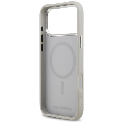 Étui MagSafe pour Apple iPhone 17 Pro, Karl Lagerfeld, Karl & Choupette Pins, Gris