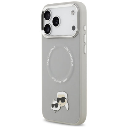 Étui MagSafe pour Apple iPhone 17 Pro, Karl Lagerfeld, Karl & Choupette Pins, Gris
