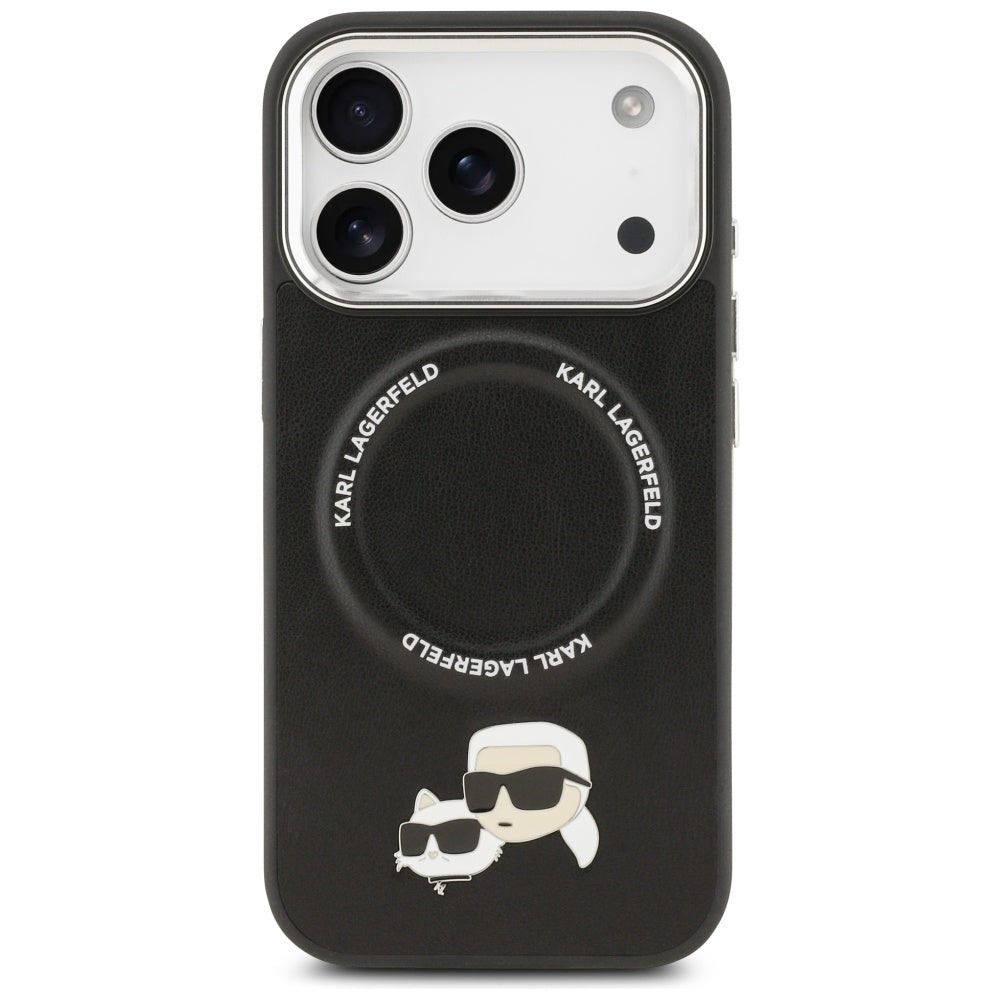 Coque MagSafe pour Apple iPhone 17 Pro, Karl Lagerfeld, Karl & Choupette Pins, Noire