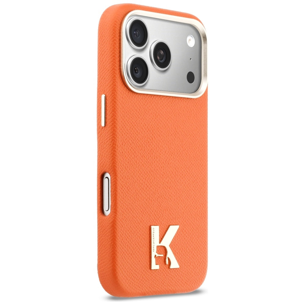 Coque MagSafe pour Apple iPhone 17 Pro, Karl Lagerfeld, Logo Karl Head, Orange