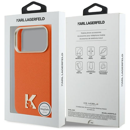 Coque MagSafe pour Apple iPhone 17 Pro, Karl Lagerfeld, Logo Karl Head, Orange