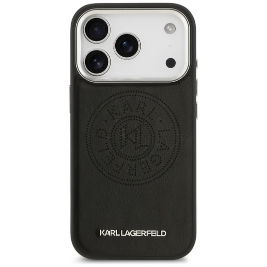 Coque MagSafe pour Apple iPhone 17 Pro, Karl Lagerfeld, Point & Metal Logo, Noire