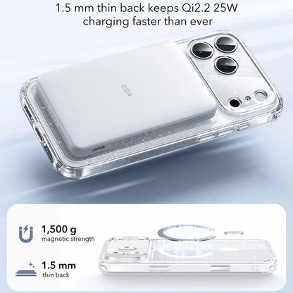 Coque MagSafe pour Apple iPhone 17 Pro Max, ESR, Classic Hybrid Shimmer, Transparente