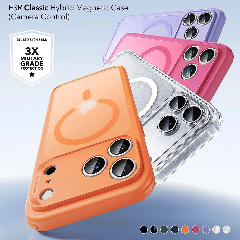 Coque MagSafe pour Apple iPhone 17 Pro Max, ESR, Classic Hybrid Shimmer, Transparente