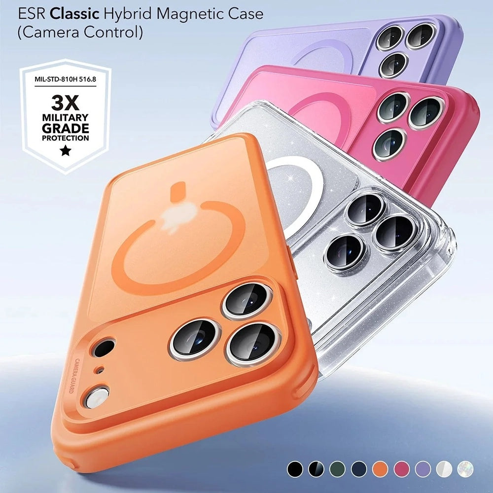 Coque MagSafe pour Apple iPhone 17 Pro Max, ESR, Classic Hybrid Slide, Orange Satiné