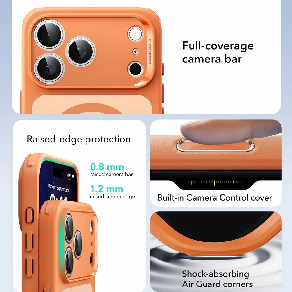 Coque MagSafe pour Apple iPhone 17 Pro Max, ESR, Classic Hybrid Slide, Orange Satiné