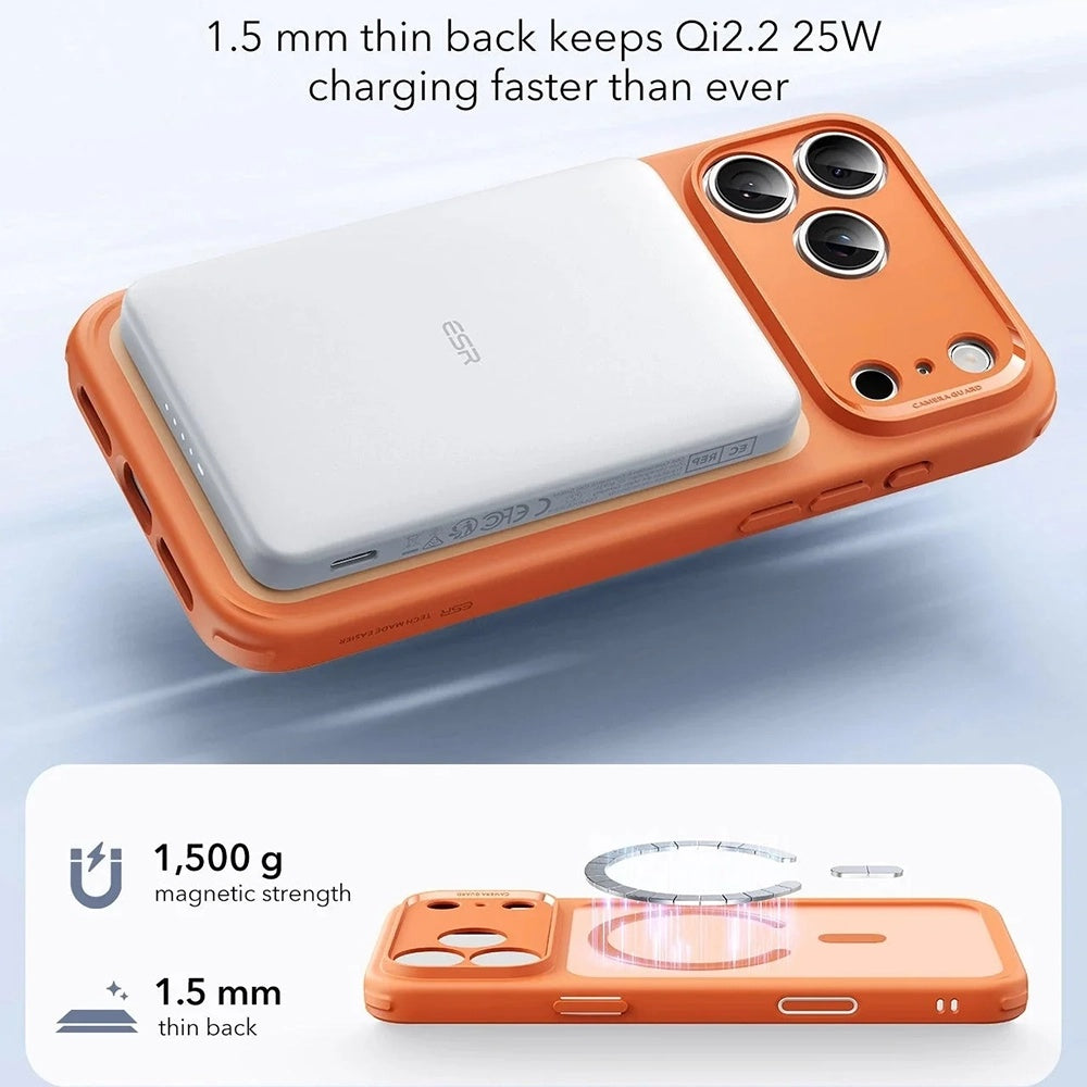 Coque MagSafe pour Apple iPhone 17 Pro Max, ESR, Classic Hybrid Slide, Orange Satiné