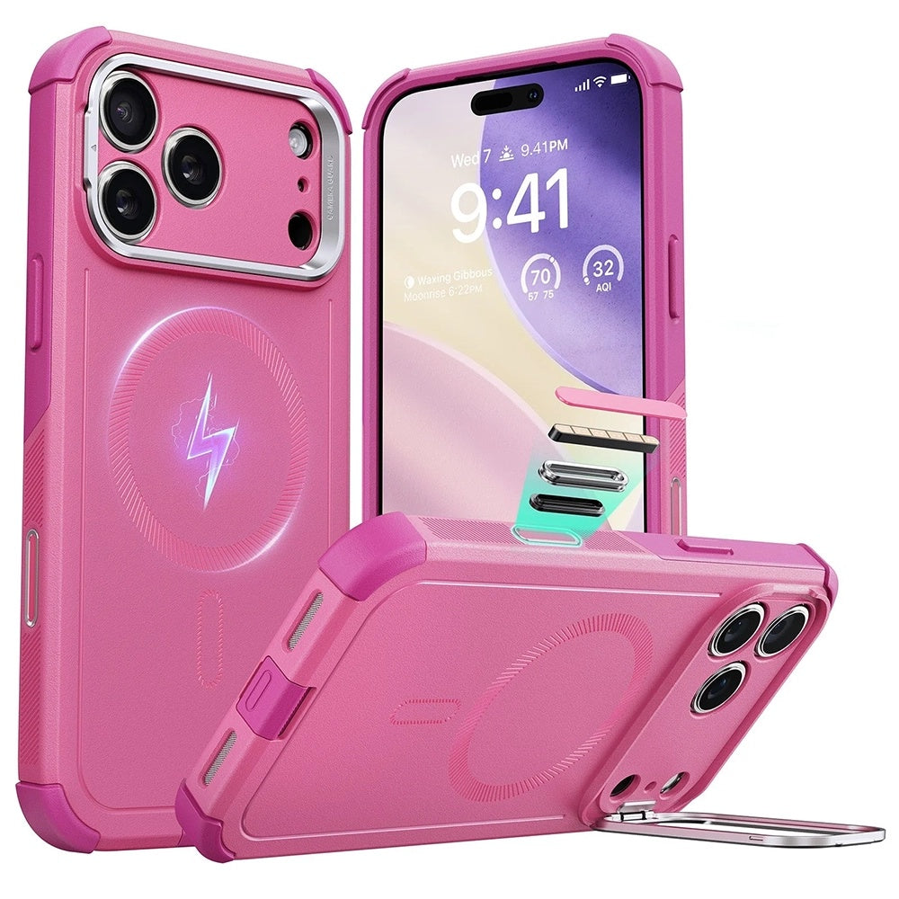 Étui MagSafe pour Apple iPhone 17 Pro Max, ESR, Cyber Armor Kickstand, Rose