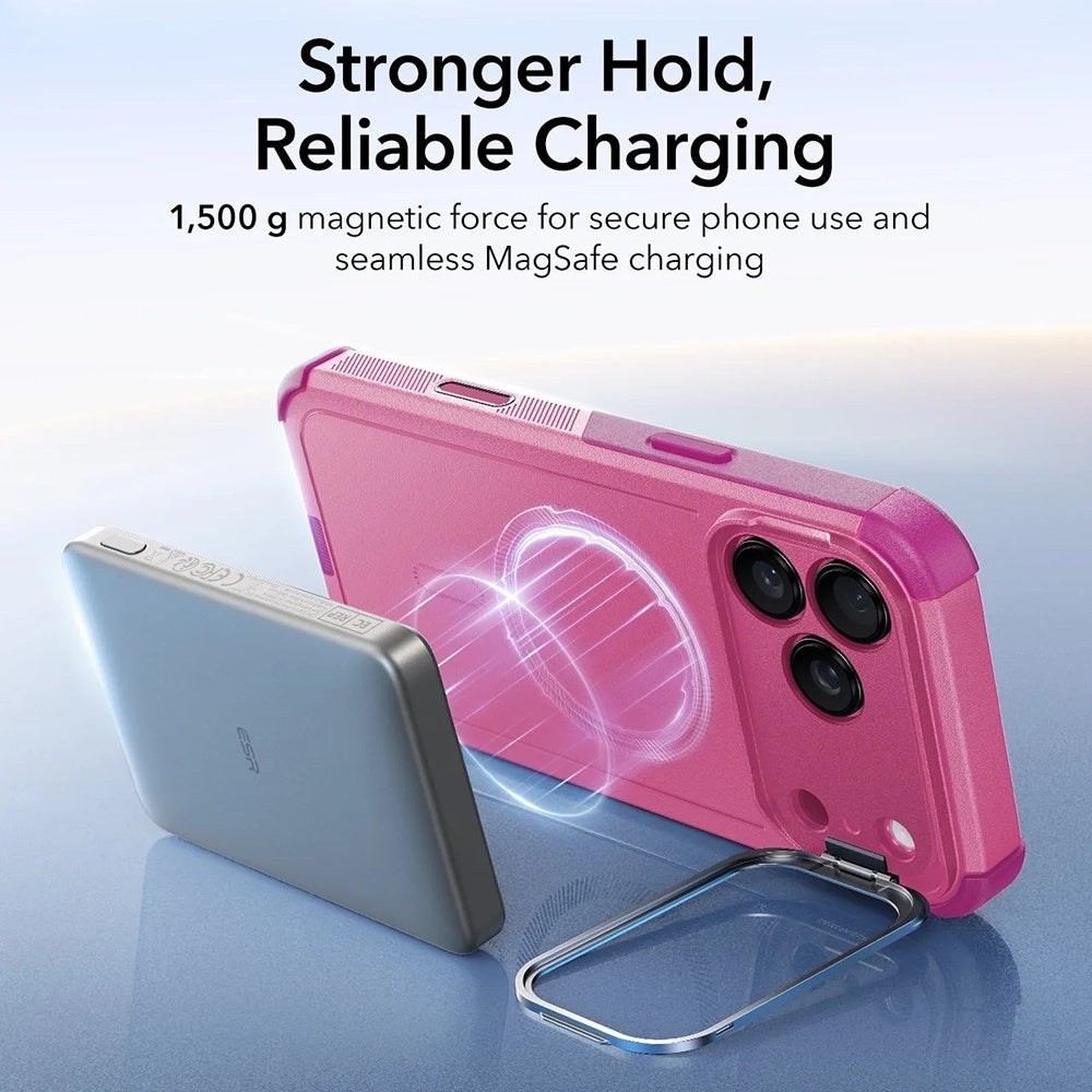 Étui MagSafe pour Apple iPhone 17 Pro Max, ESR, Cyber Armor Kickstand, Rose