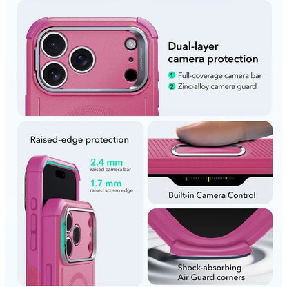 Étui MagSafe pour Apple iPhone 17 Pro Max, ESR, Cyber Armor Kickstand, Rose