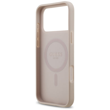 Étui MagSafe pour Apple iPhone 17 Pro Max, Guess, 4G Circle Classic Logo, Rose.