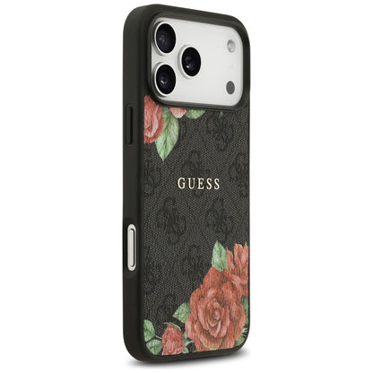MagSafe Case for Apple iPhone 17 Pro Max, Guess, 4G Flowers Print, Black