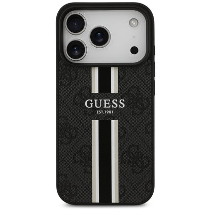Étui MagSafe pour Apple iPhone 17 Pro Max, Guess, 4G Printed Stripes, Noir