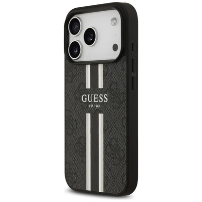 Étui MagSafe pour Apple iPhone 17 Pro Max, Guess, 4G Printed Stripes, Noir