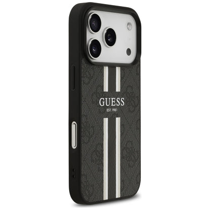 Étui MagSafe pour Apple iPhone 17 Pro Max, Guess, 4G Printed Stripes, Noir