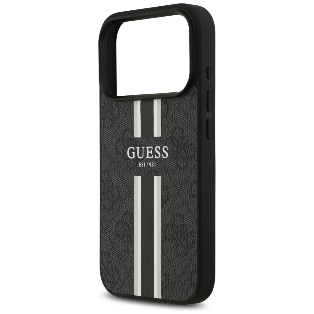 Étui MagSafe pour Apple iPhone 17 Pro Max, Guess, 4G Printed Stripes, Noir