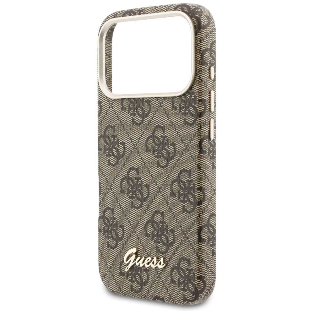 Coque MagSafe pour Apple iPhone 17 Pro Max, Guess, Logo Script 4G, Marron