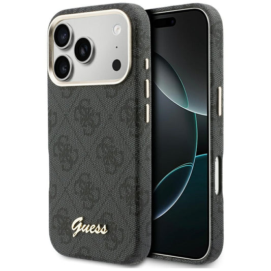 Coque MagSafe pour Apple iPhone 17 Pro Max, Guess, Logo Script 4G, Noire