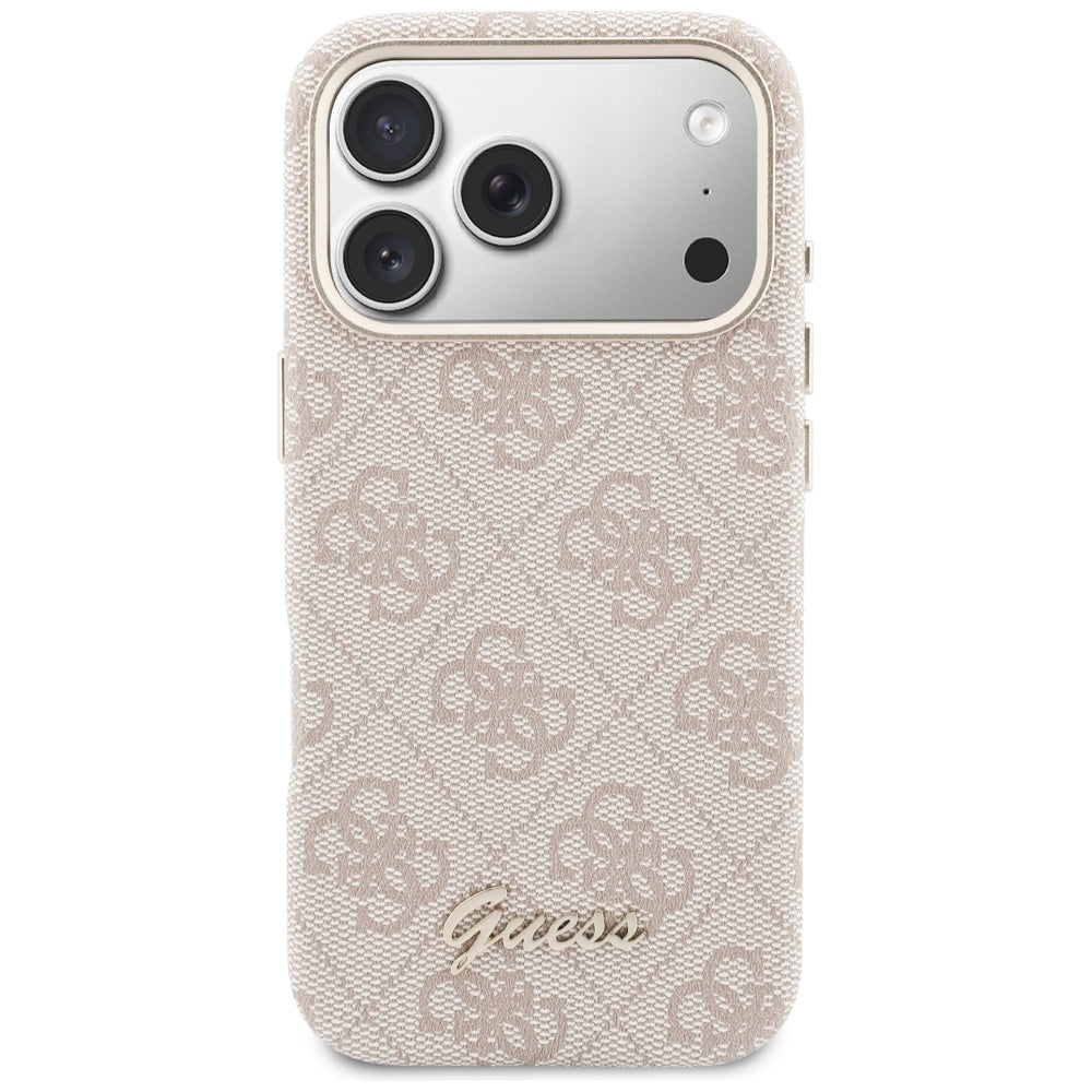 Coque MagSafe pour Apple iPhone 17 Pro Max, Guess, Logo Script 4G, Rose