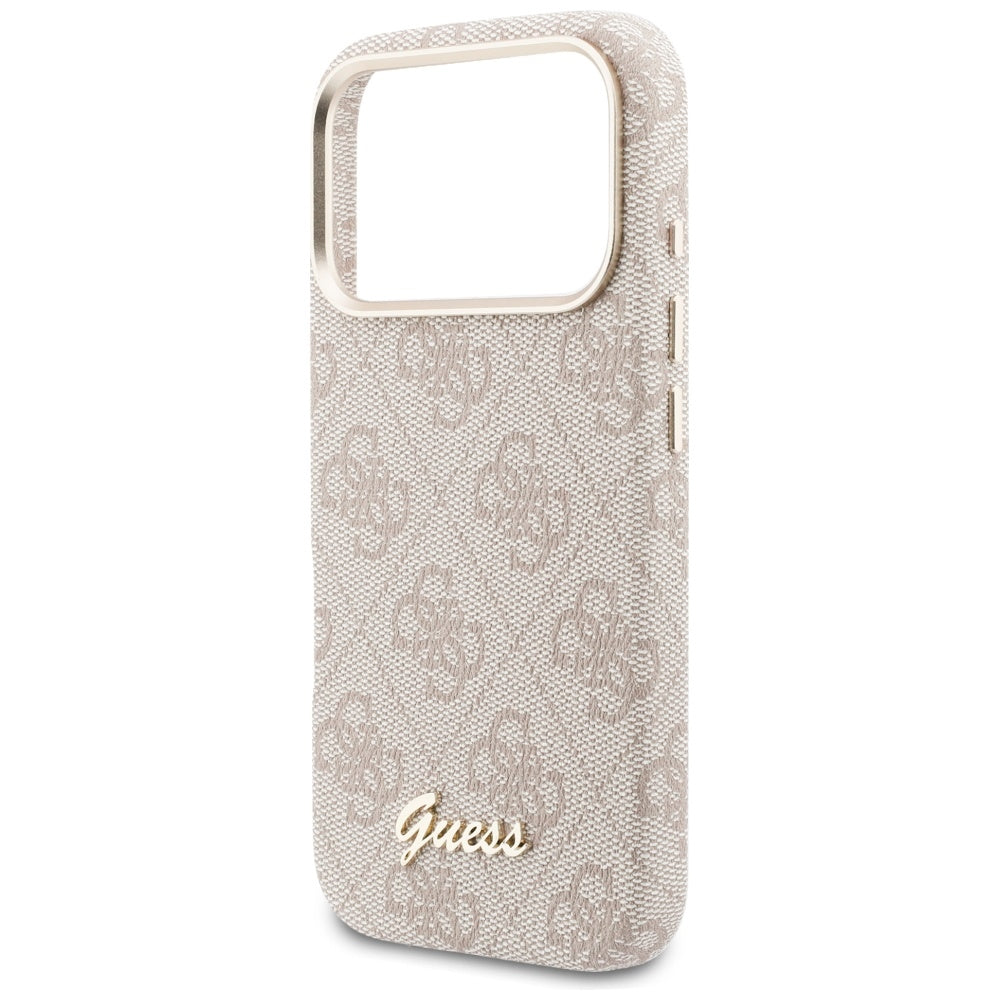 Coque MagSafe pour Apple iPhone 17 Pro Max, Guess, Logo Script 4G, Rose