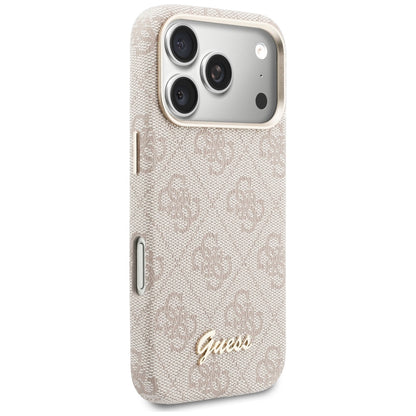 Coque MagSafe pour Apple iPhone 17 Pro Max, Guess, Logo Script 4G, Rose